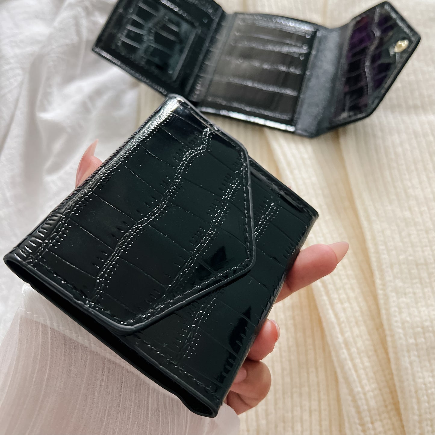 Wallet “croc”-Metallic pattern, PU leather