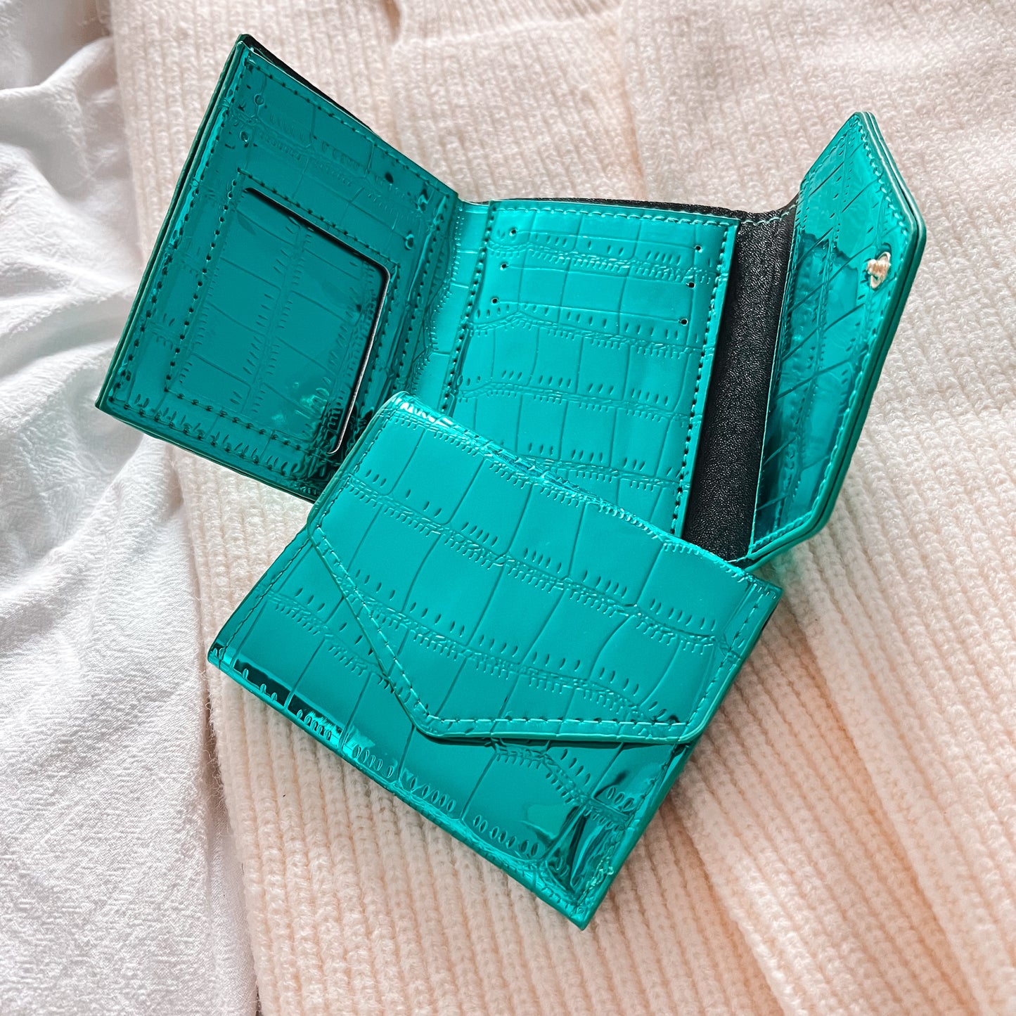 Portefeuille « croc »-Motif métallique, cuir PU