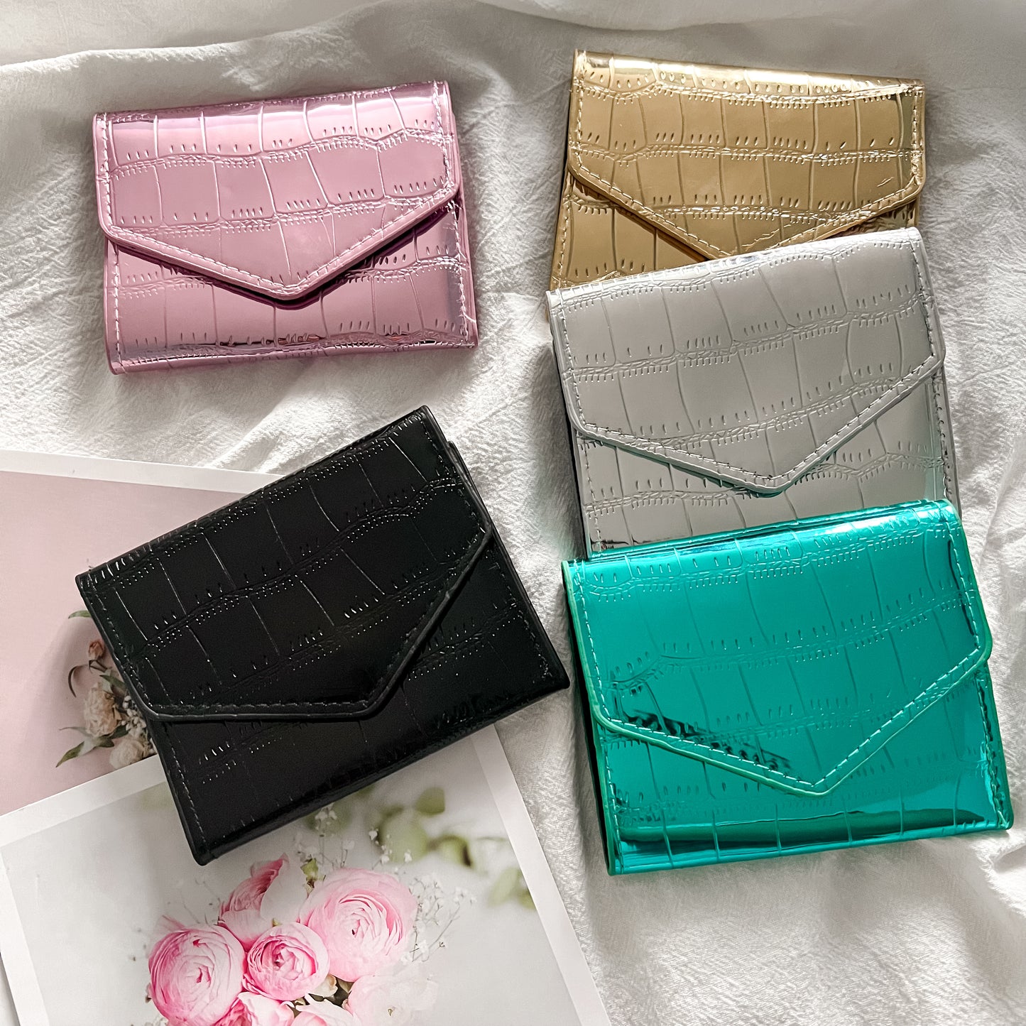 Portefeuille « croc »-Motif métallique, cuir PU