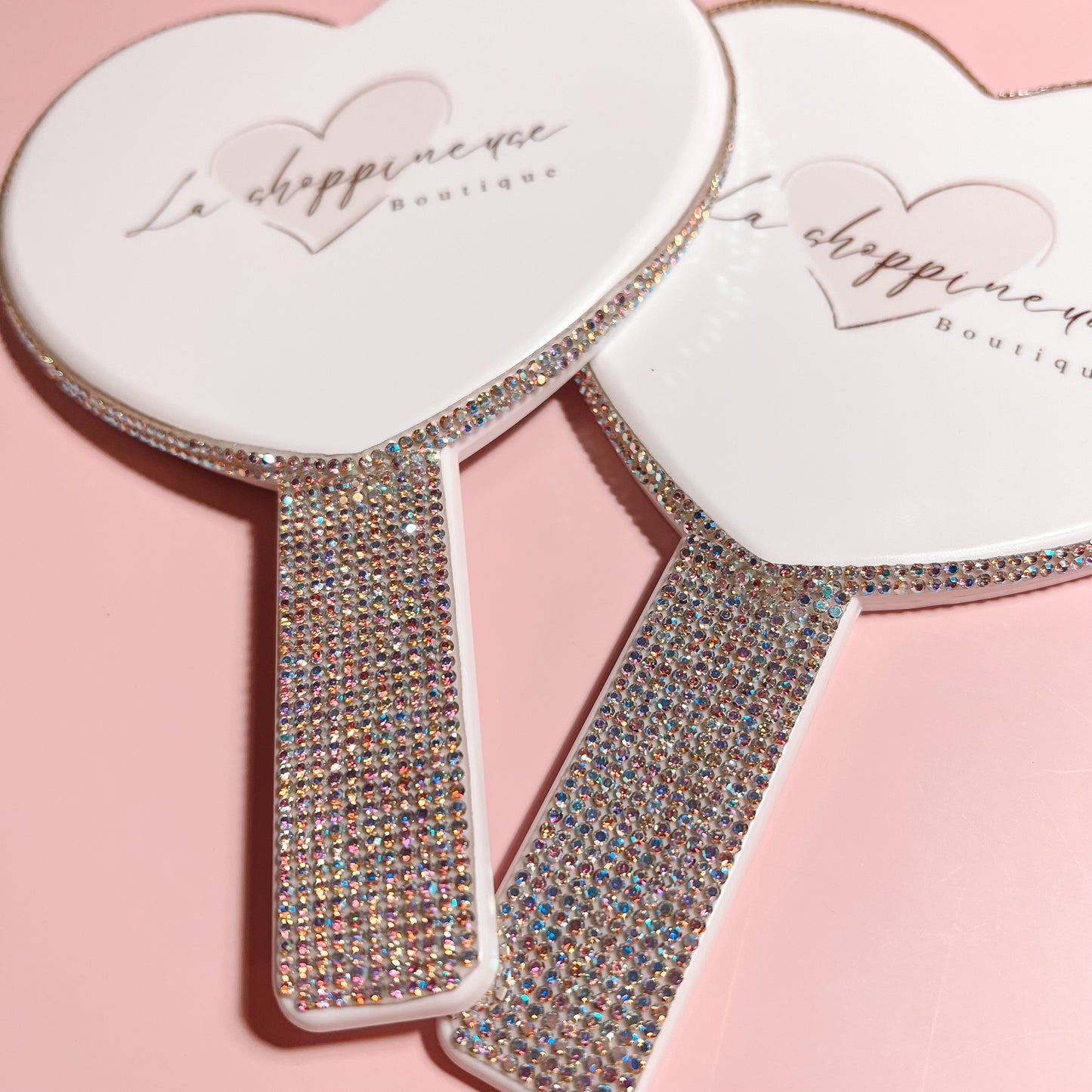 Miroir en forme de coeur avec strass