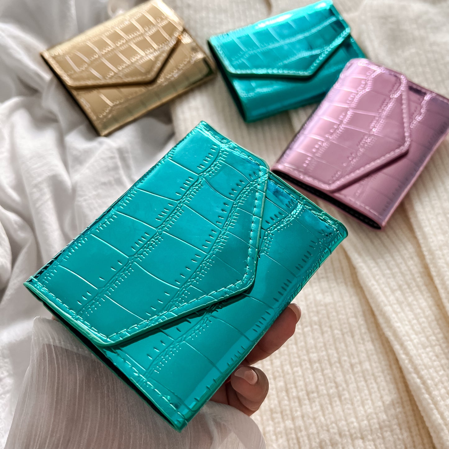 Portefeuille « croc »-Motif métallique, cuir PU