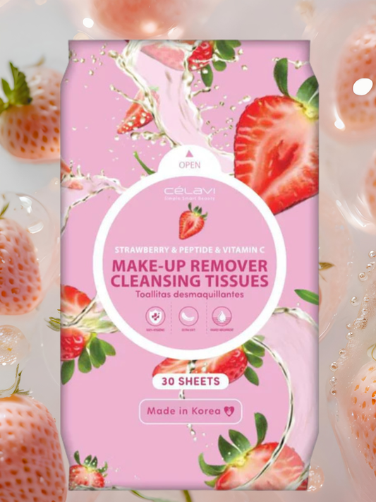 Celavi Strawberry, Peptide & Vitamin C Makeup Remover Wipes