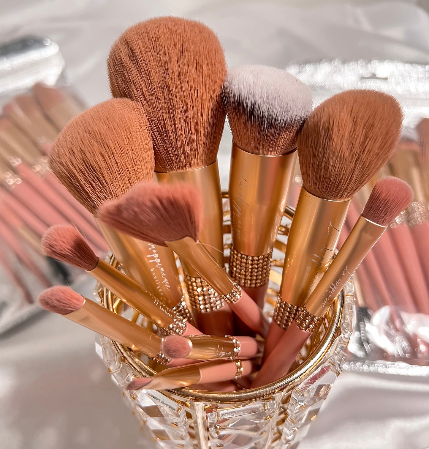 10 pcs Rose Gold premium makeup brush set