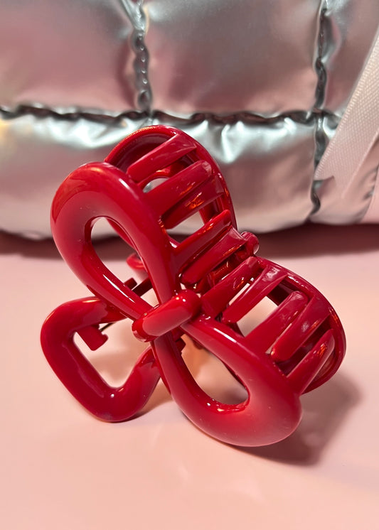 Red bow hair clip