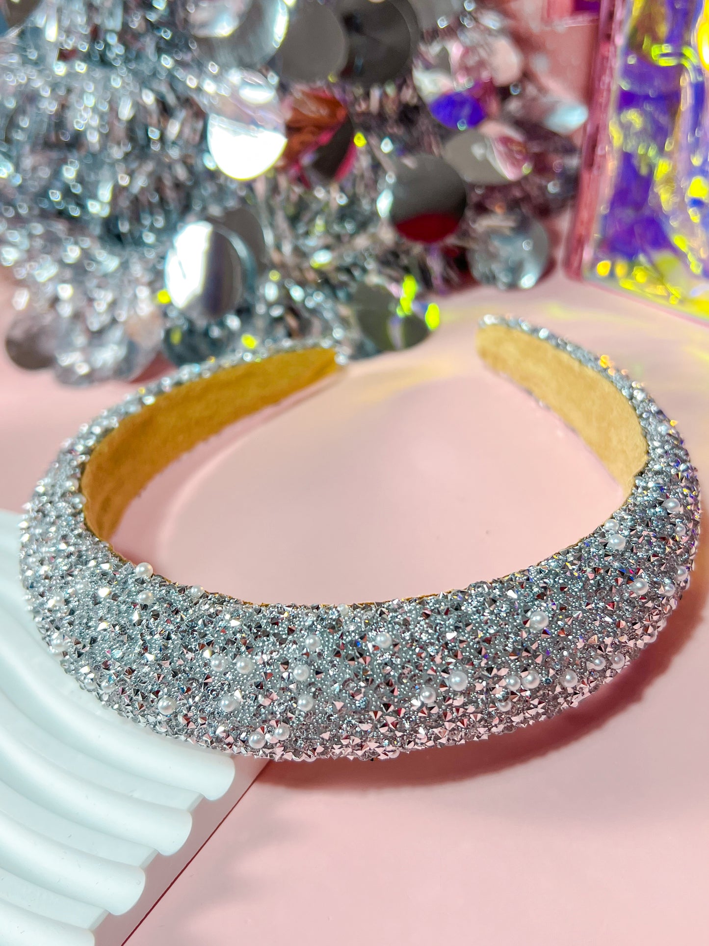 Rhinestone and pearl hair band